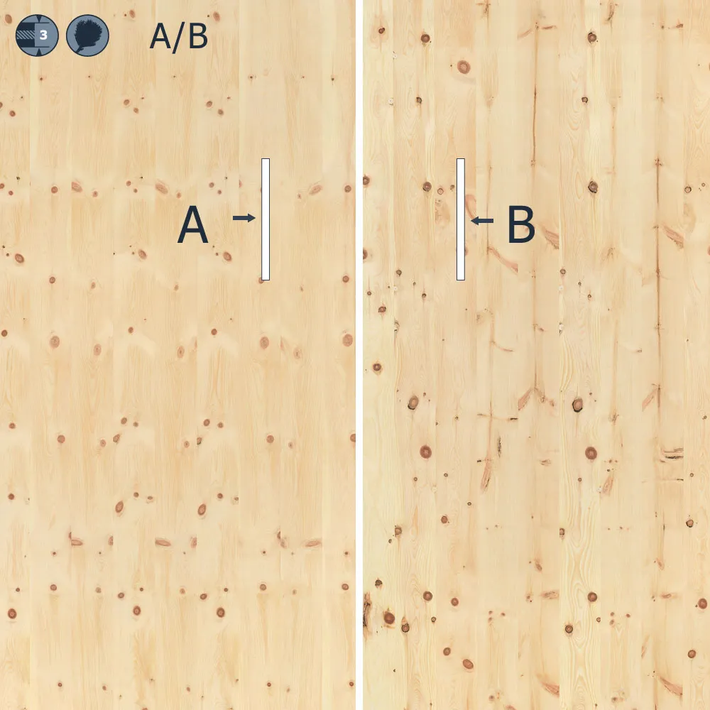 19mm 3-S-Platte Zirbe A/B-Qualit&auml;t