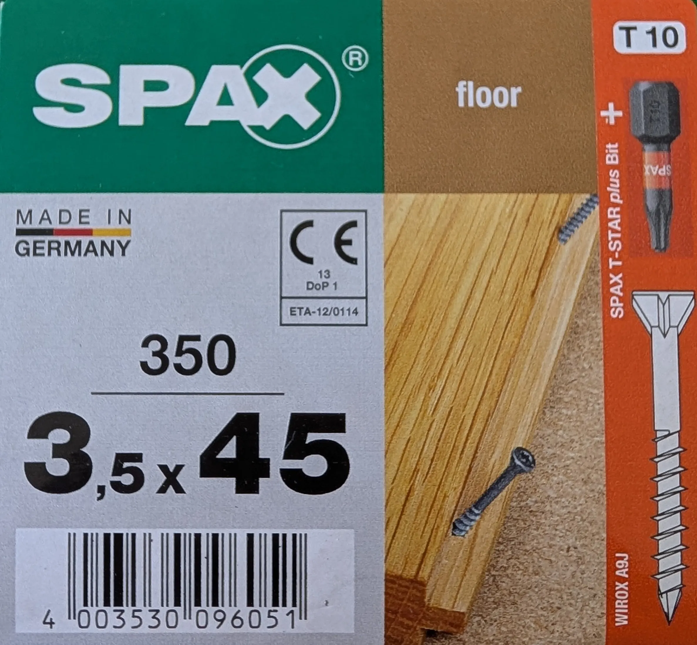 3,5x45mm Spax f. Massivholzb&ouml;den 350 St.
