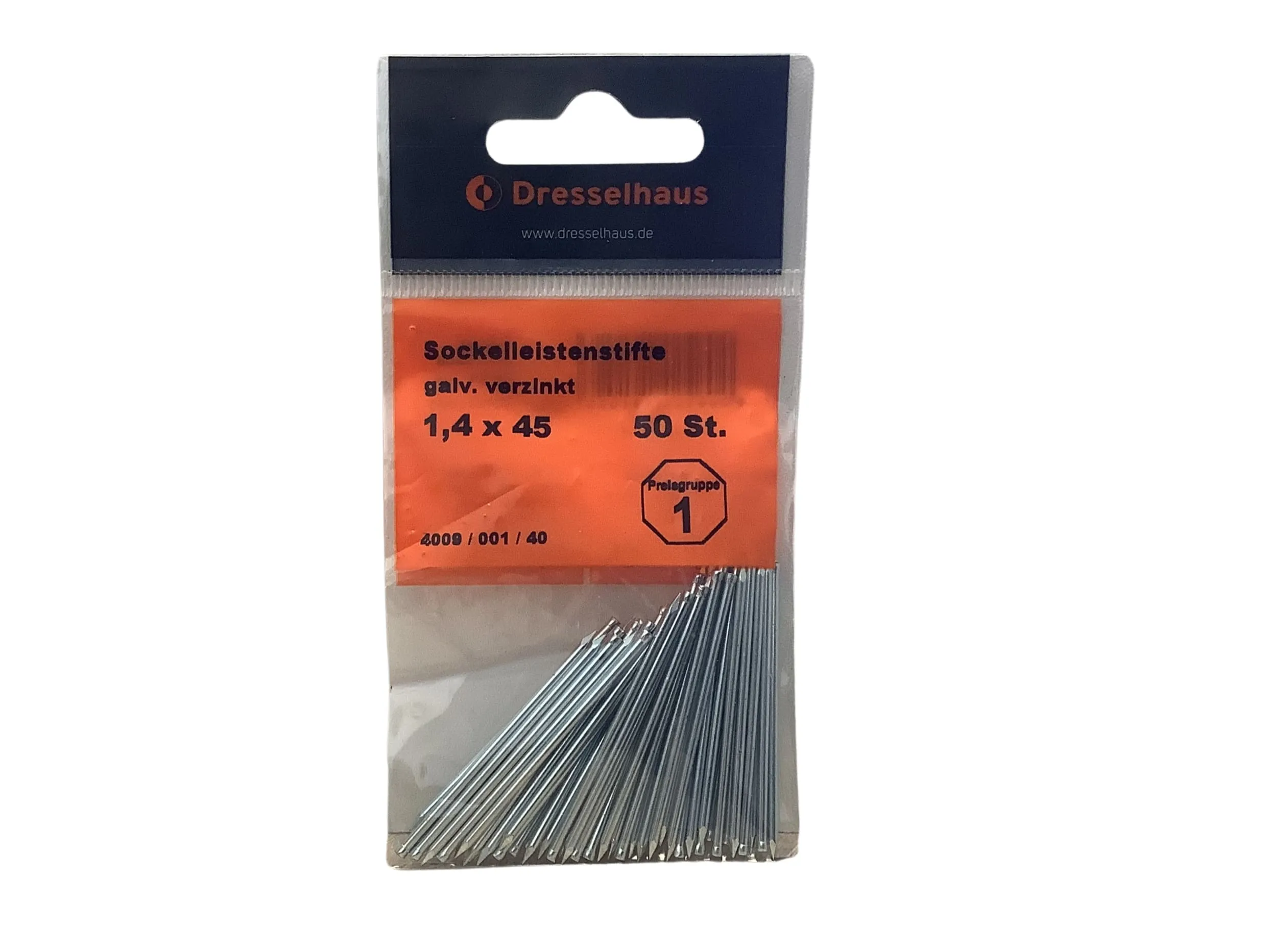 1,4x45mm Sockelleistenstift verzinkt