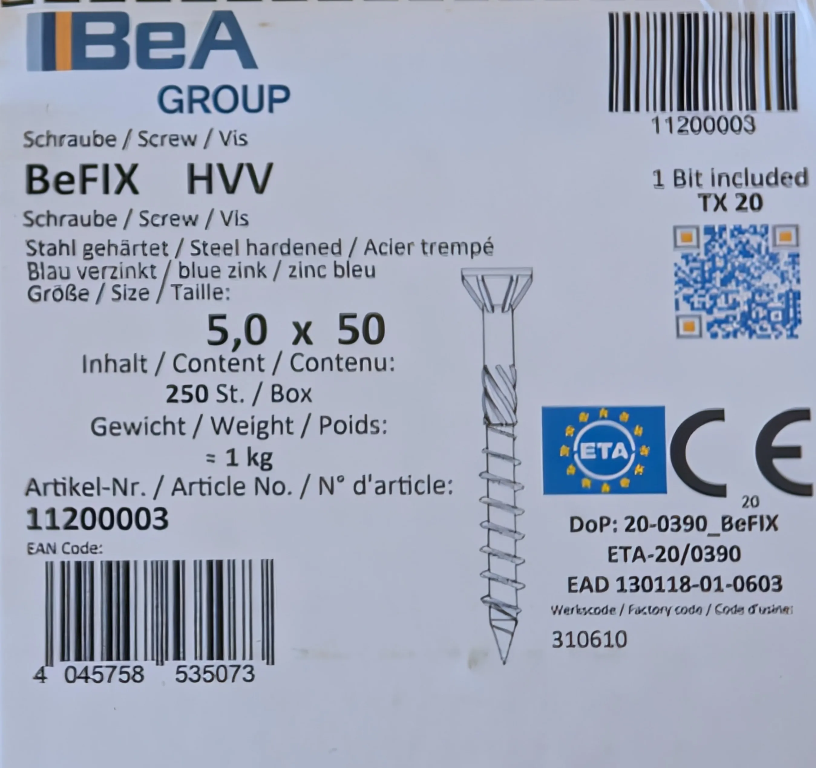 5x50mm BeFIX-Holzverbinderschraube
