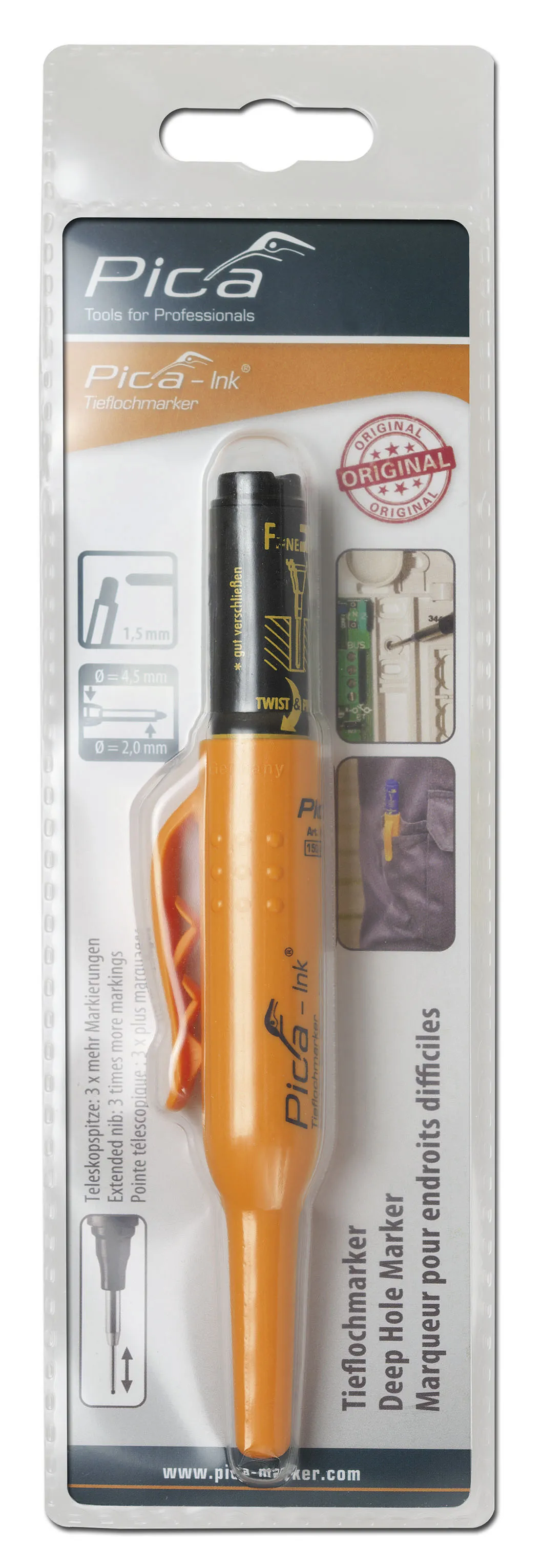 Pica Ink Tieflochmarker m.Teleskopspitze