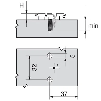Clip-MPL, vormont. Systemschraube Massiv