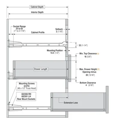 Rollschubf&uuml;hr. Teilauszug 550mm/25kg  SP